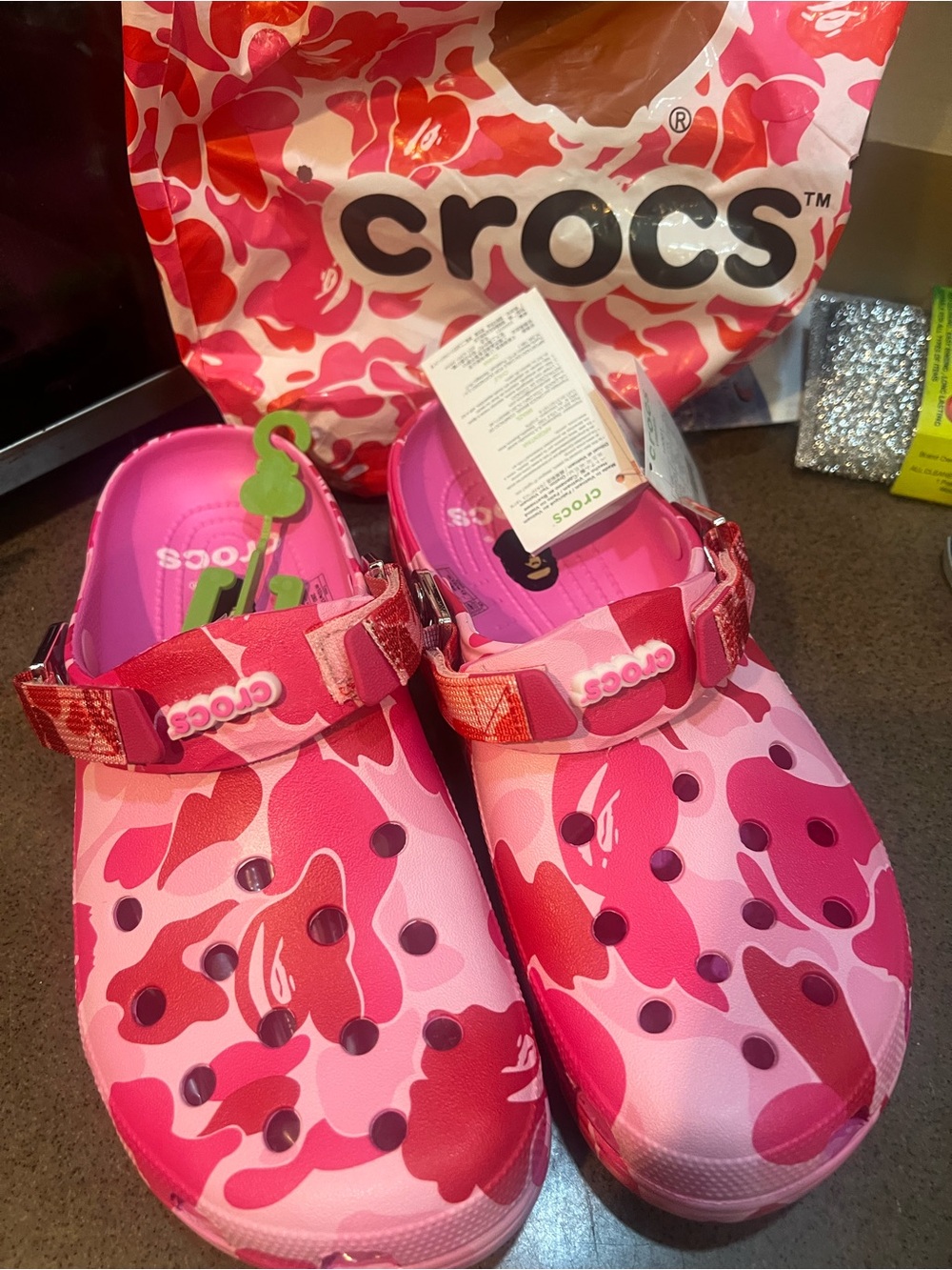 New bape crocs size 10
